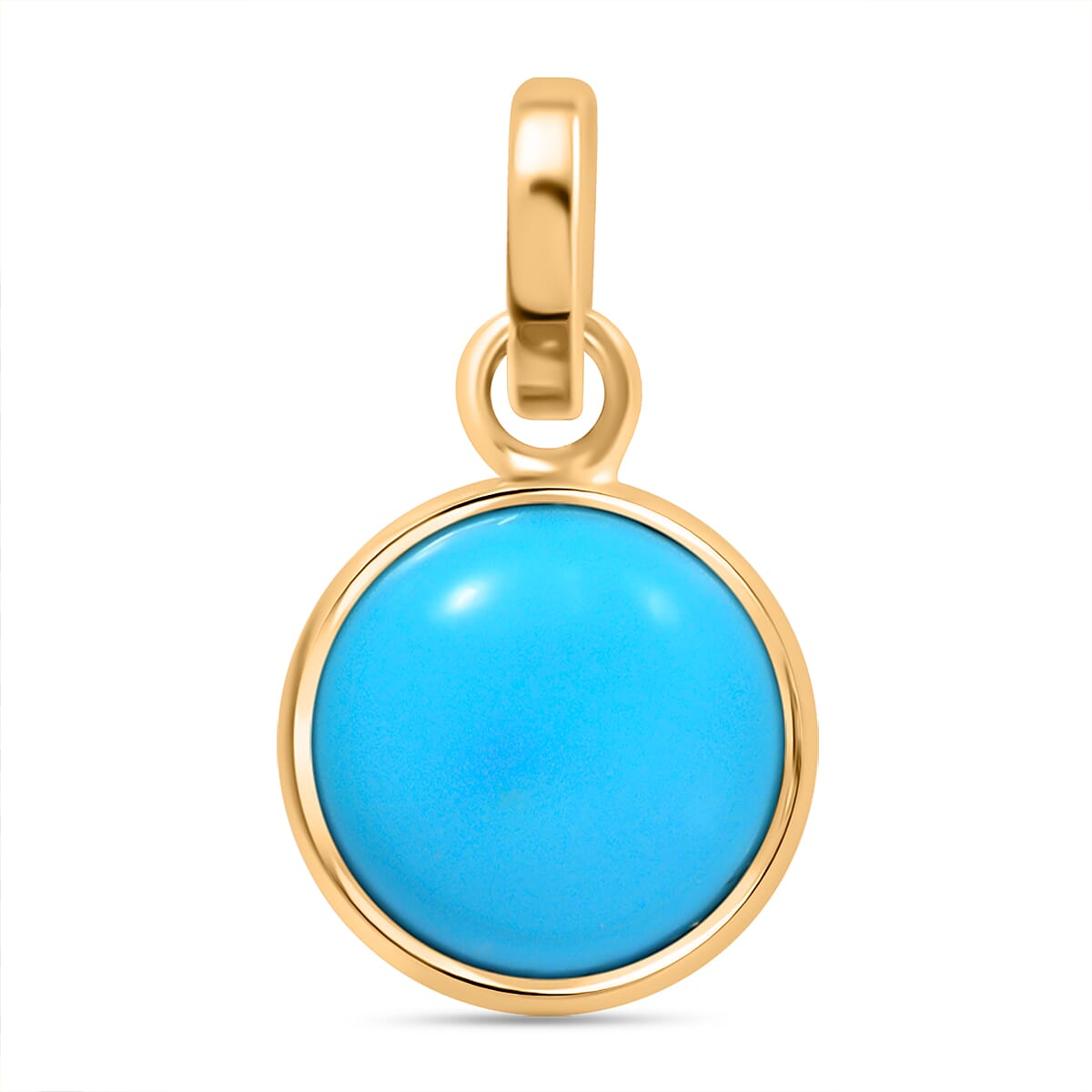 JCK Vegas Close Out - 9K Yellow Gold AA Arizona Sleeping Beauty Turquoise Solitaire Pendant 1.18 Ct
