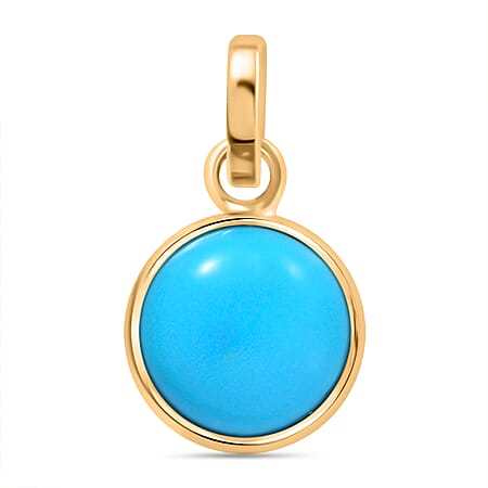 9K Yellow Gold Arizona Sleeping Beauty Turquoise Solitaire Pendant 1.17 ct