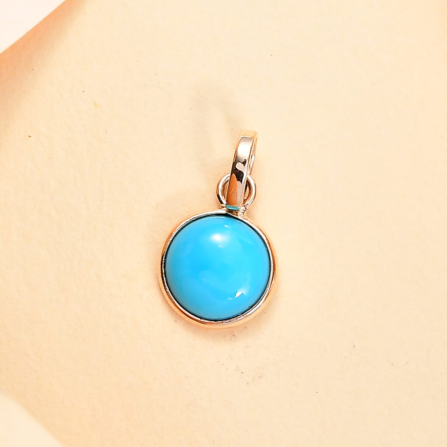 JCK Vegas Close Out - 9K Yellow Gold AA Arizona Sleeping Beauty Turquoise Solitaire Pendant 1.18 Ct