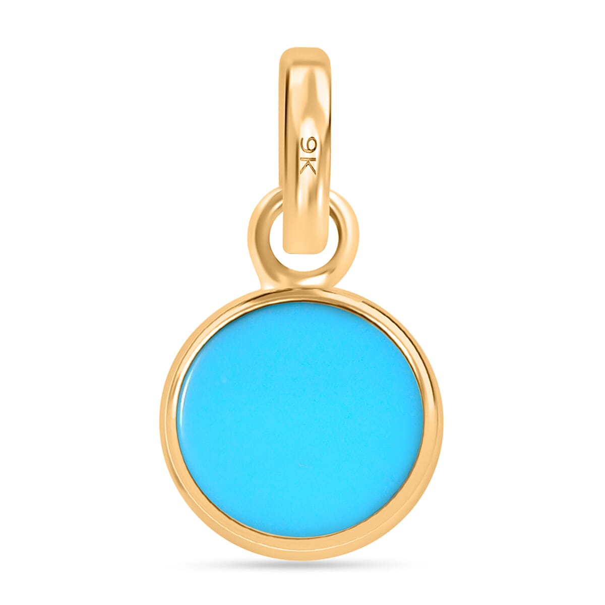 JCK Vegas Close Out - 9K Yellow Gold AA Arizona Sleeping Beauty Turquoise Solitaire Pendant 1.18 Ct