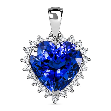 RHAPSODY 950 Platinum AAAA Tanzanite White Diamond EF, VS Heart Pendant 6.22 Ct.