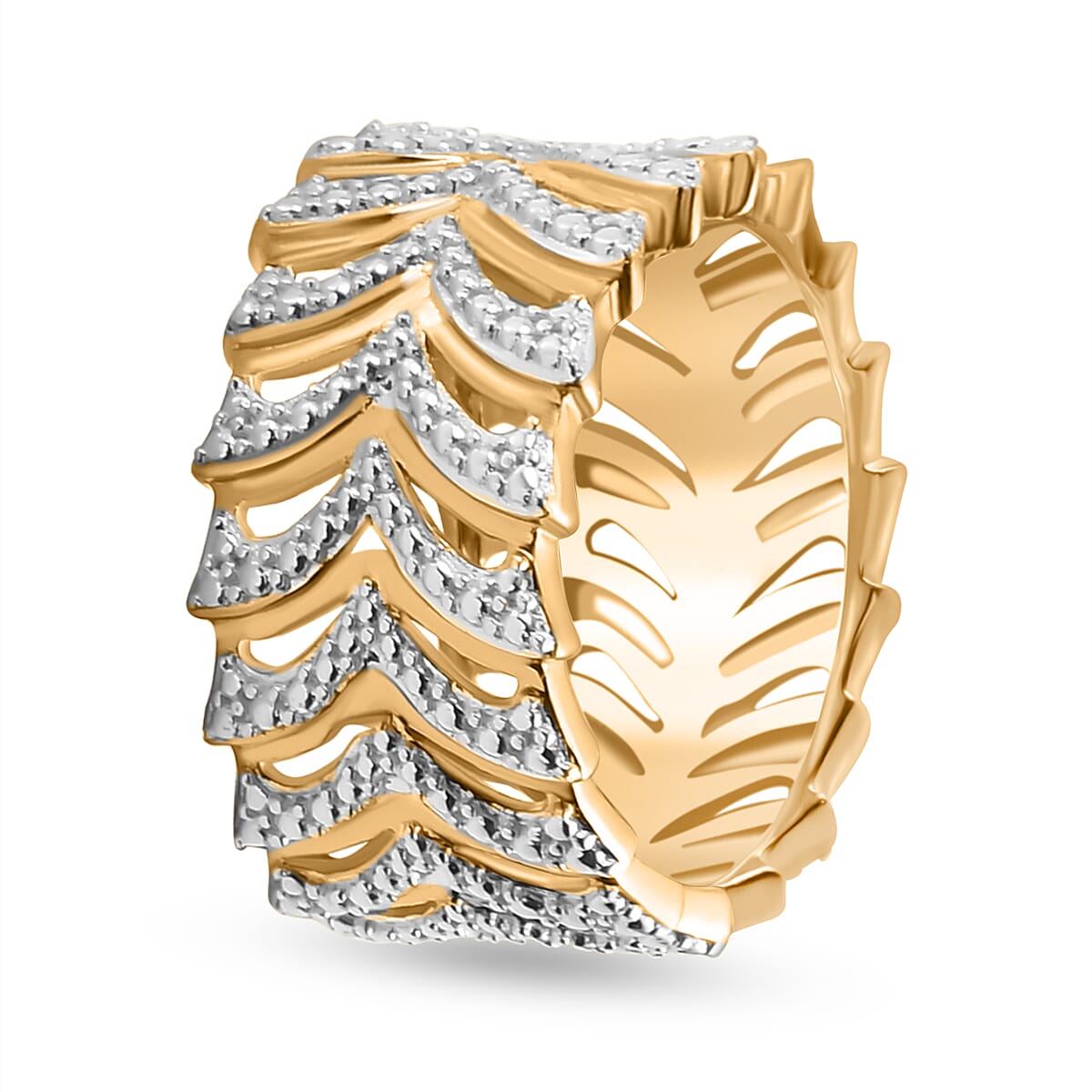 Designer Inspired - White Diamond Ring in Dual Tone