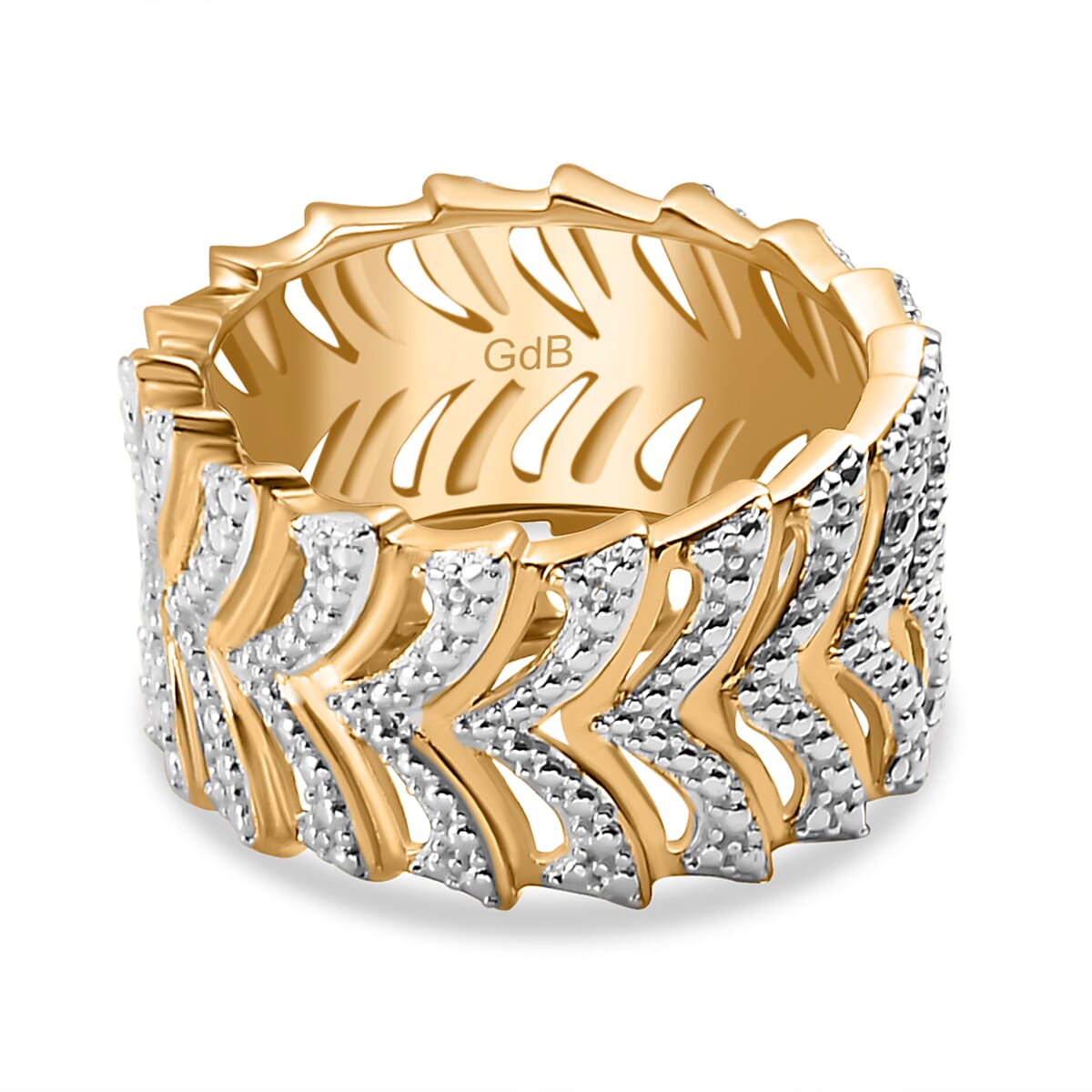 Designer Inspired - White Diamond Ring in Dual Tone