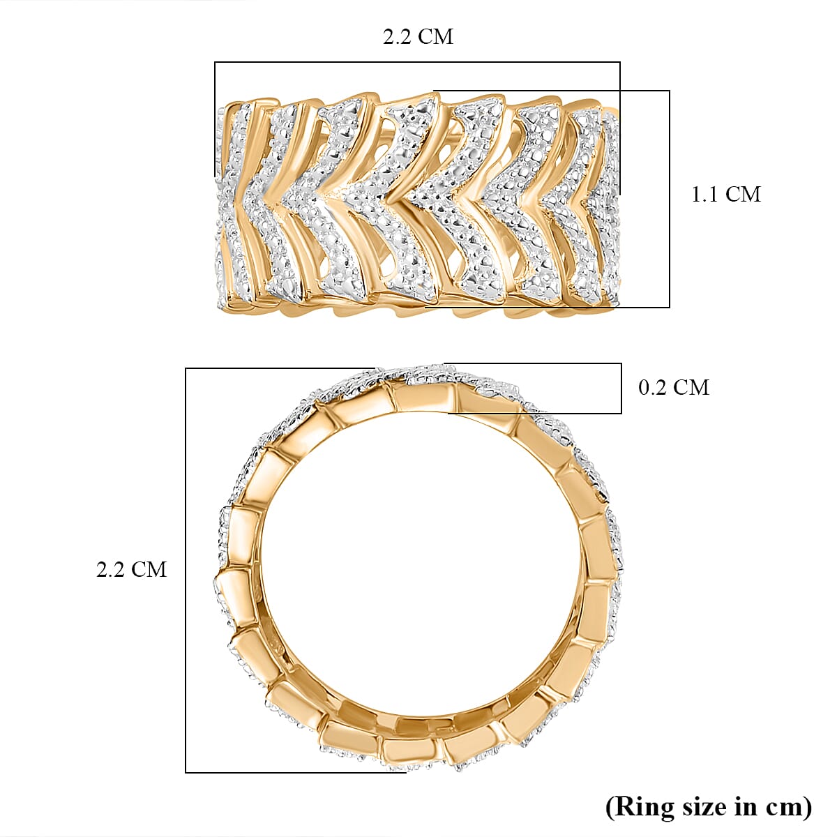 Designer Inspired - White Diamond Ring in Dual Tone