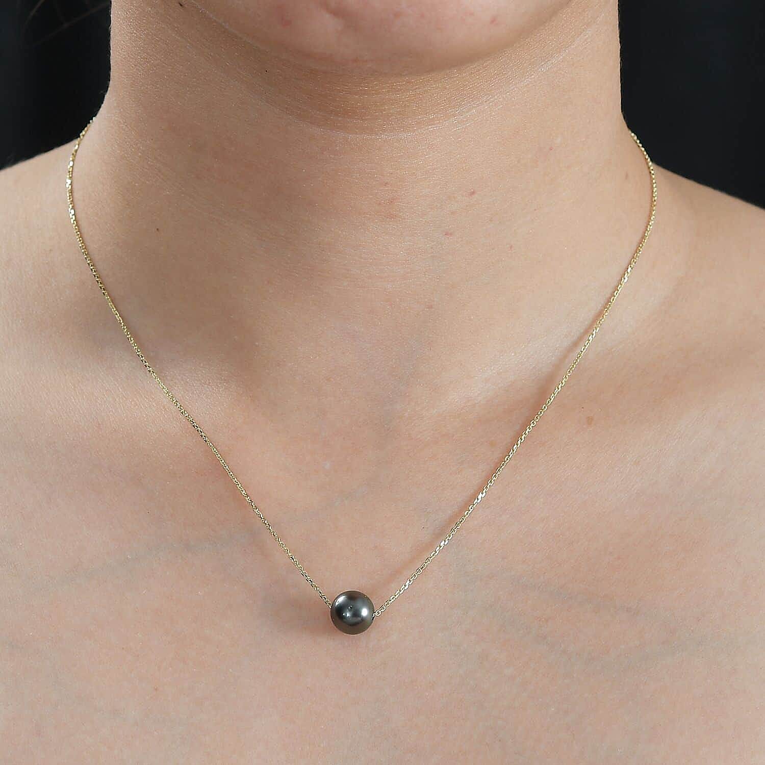 14K Yellow Gold  AAAA   Tahiti Pearl  Necklace (Size - 20) 4.50 ct,  Gold Wt. 1.44 Gms  4.500  Ct.