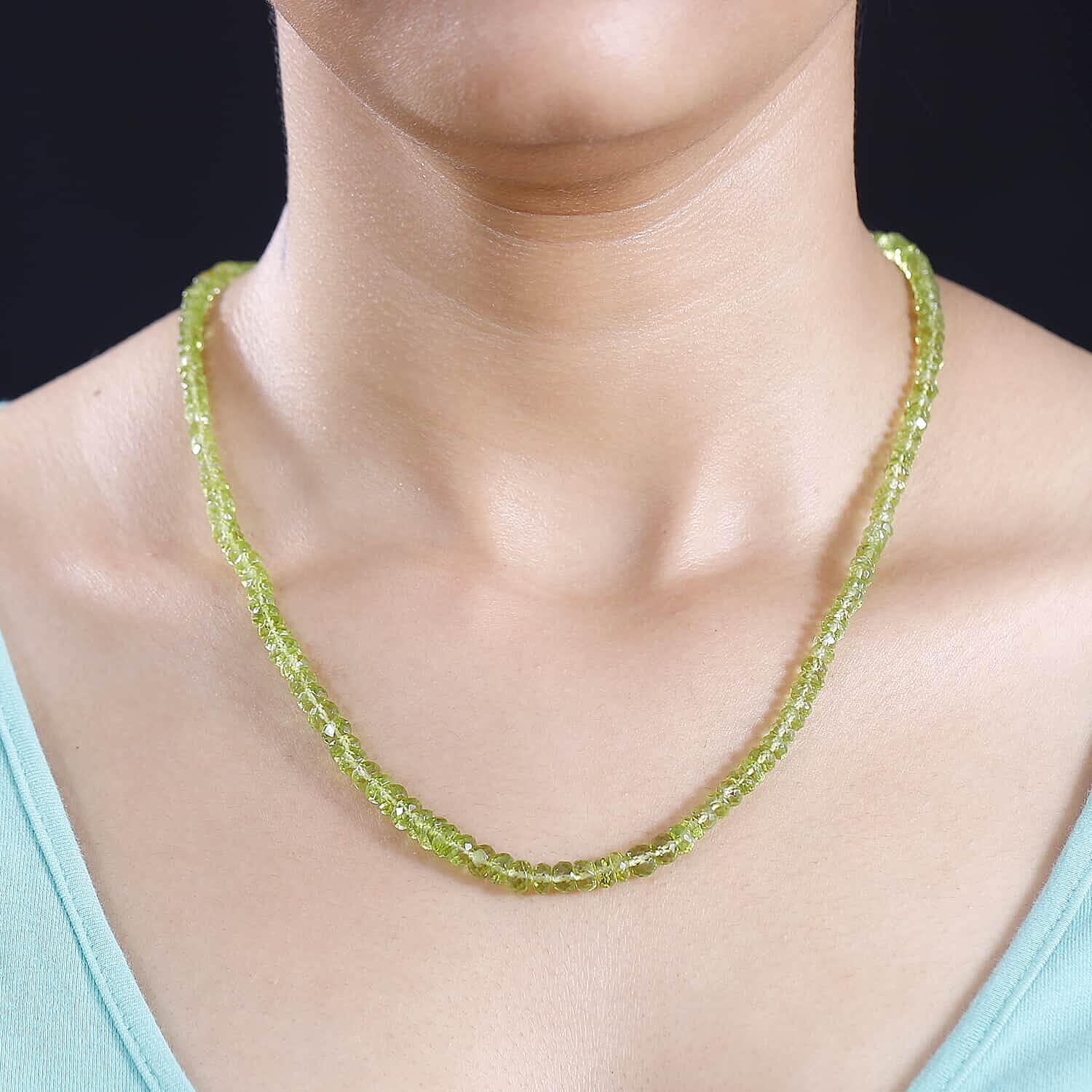 Peridot  Beads Necklace (Size - 18) in 18K YG Vermeil Sterling Silver 90.00 ct  90.000  Ct.