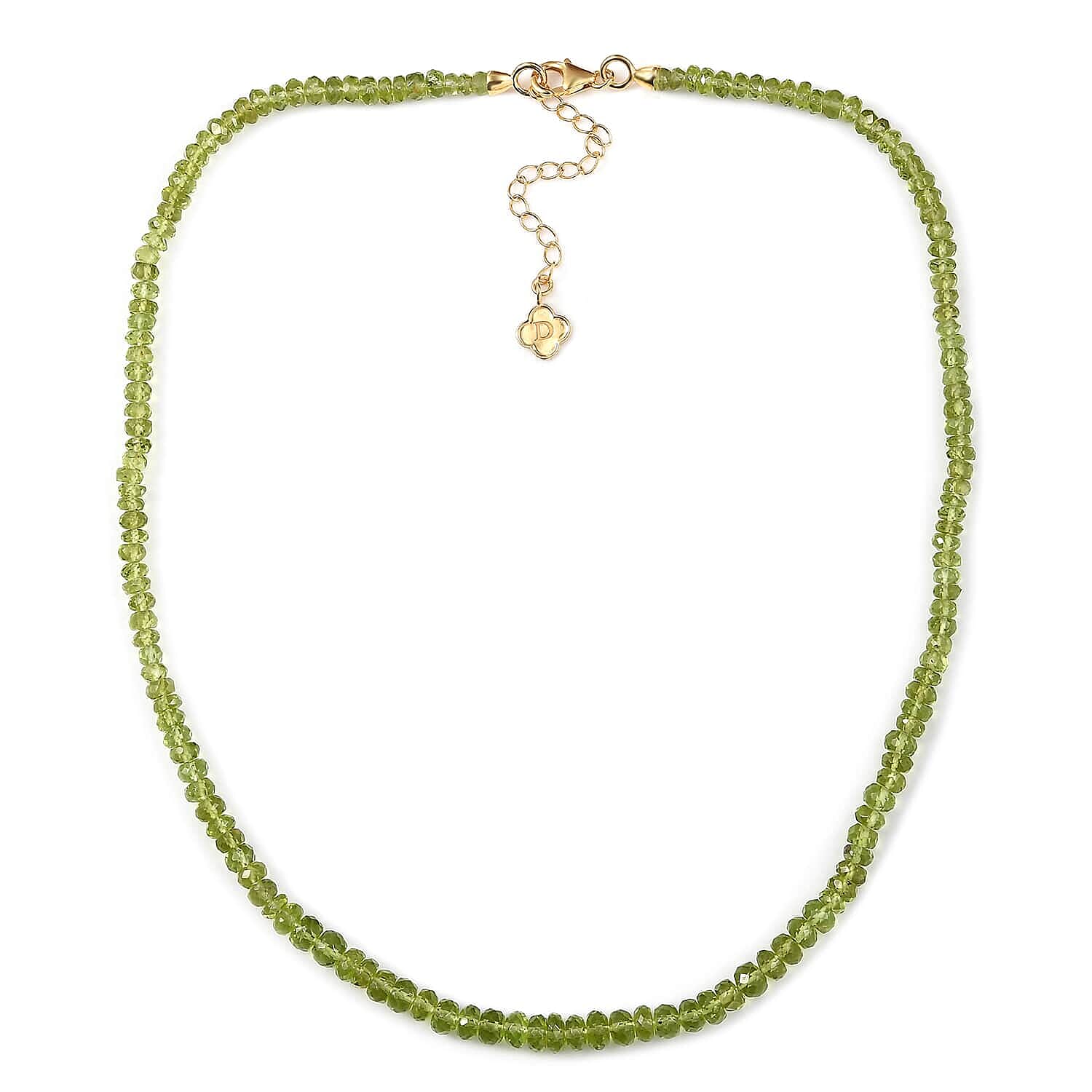 Peridot  Beads Necklace (Size - 18) in 18K YG Vermeil Sterling Silver 90.00 ct  90.000  Ct.
