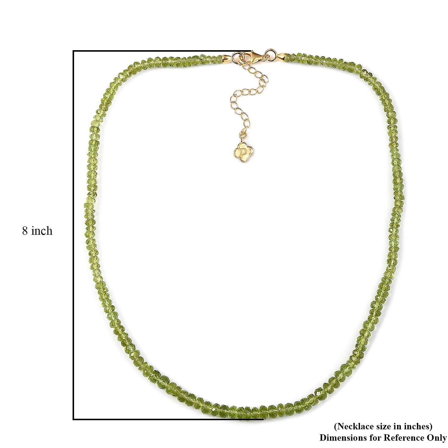 Peridot  Beads Necklace (Size - 18) in 18K YG Vermeil Sterling Silver 90.00 ct  90.000  Ct.