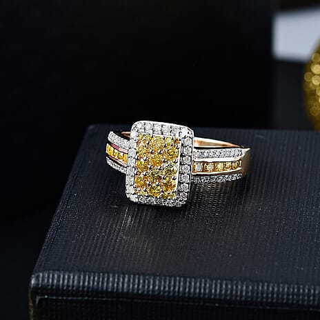 Extreme Rare Find - SGL Certified Natural Yellow Diamond 9K Yellow Gold   Ring 1.01 ct,  Gold Wt. 3.79 Gms.