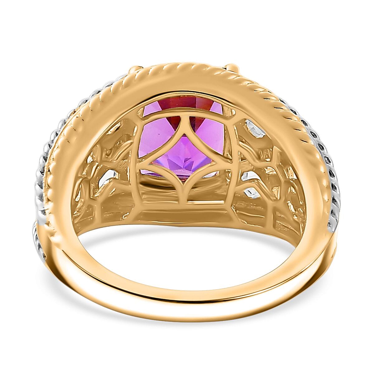 Concave Cut Zambian Amethyst & White Zircon Solitaire Ring Sterling Silver. Silver Wt. 5 Gms 3.336 Ct. Concave Cut Zambian Amethyst & White Zircon Solitaire Ring Sterling Silver. Silver Wt. 5 Gms 3.336 Ct.