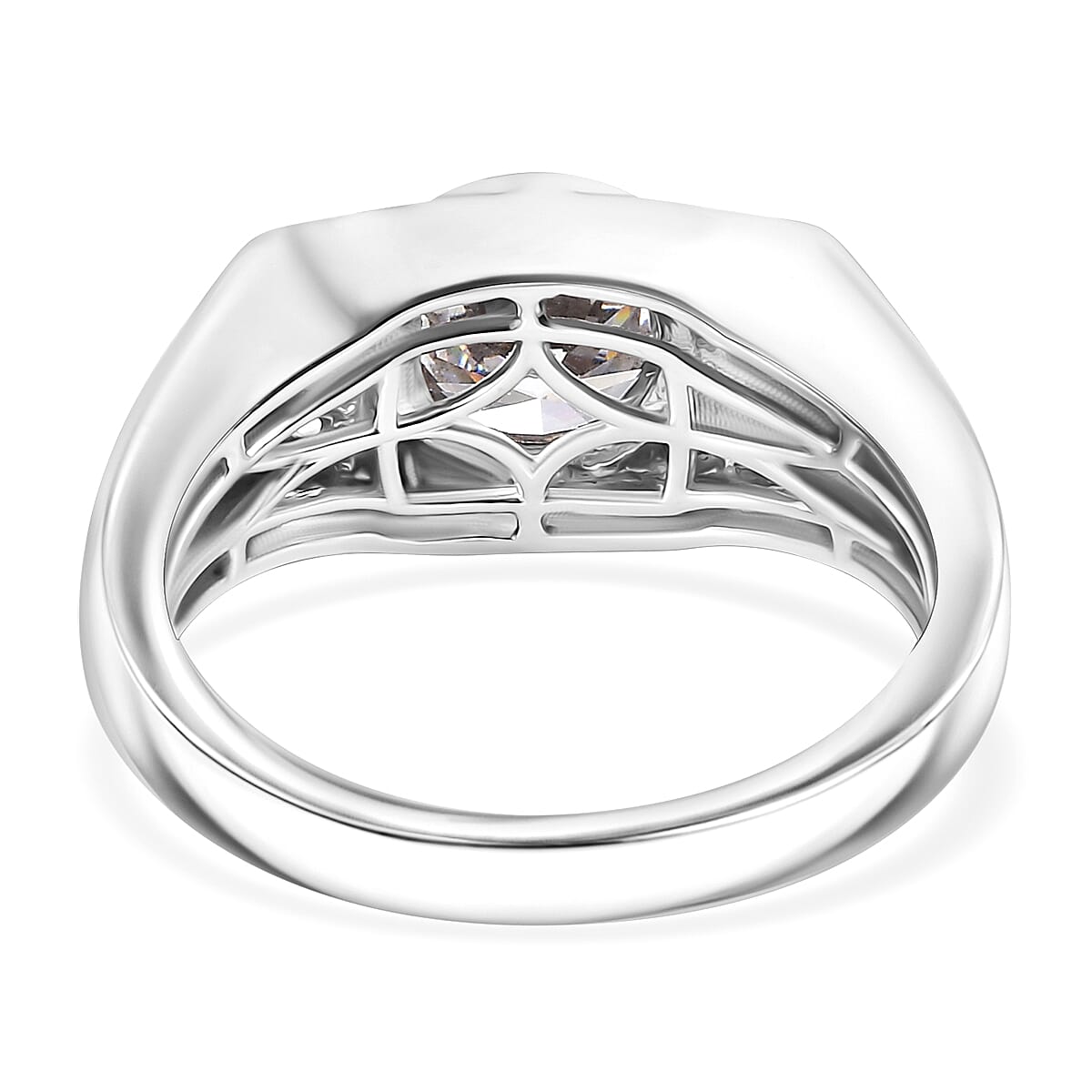 J Francis - Swarovski Zirconia Mens Ring in Rhodium Overlay Sterling Silver 2.97 Ct.