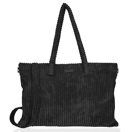 Enrico Benetti Corduroy Shopper Bag (Size 53x16x36 cm) - Black