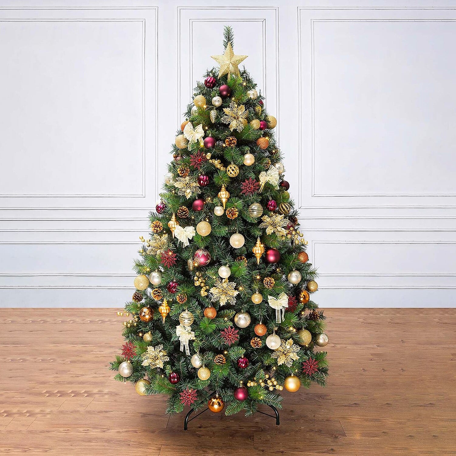 6.5ft La Fleurette Decorated Christmas Tree with 120 Clear Lights - Green