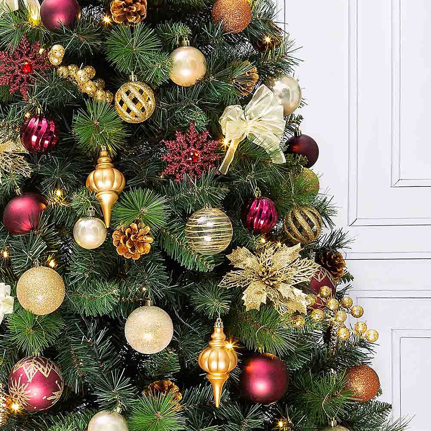 6.5ft La Fleurette Decorated Christmas Tree with 120 Clear Lights - Green