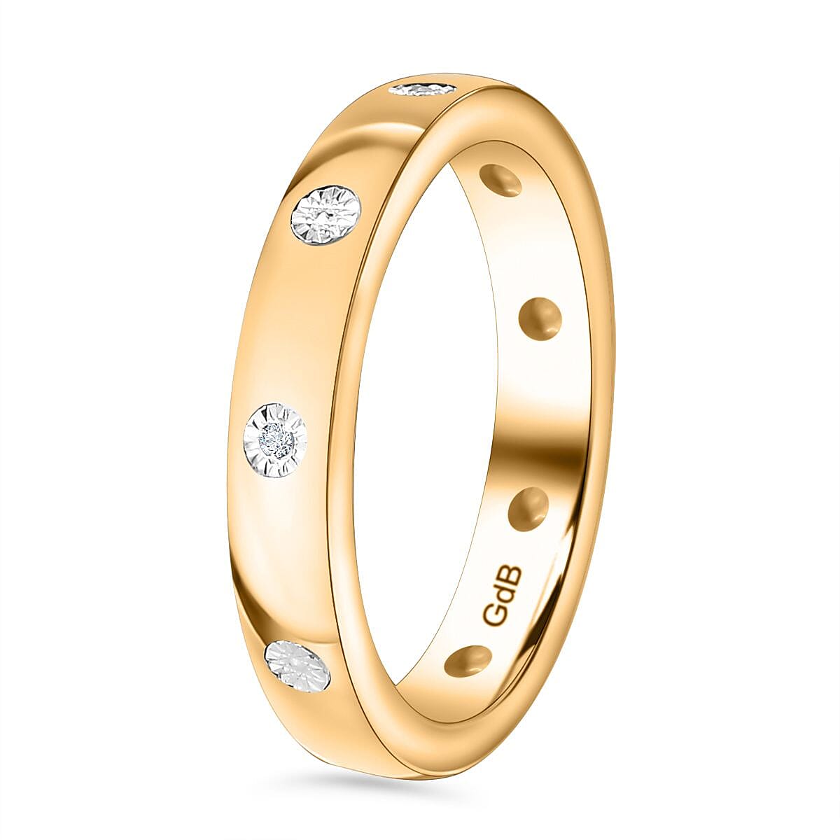 White Diamond Full Eternity Band Ring in Yellow Gold Tone