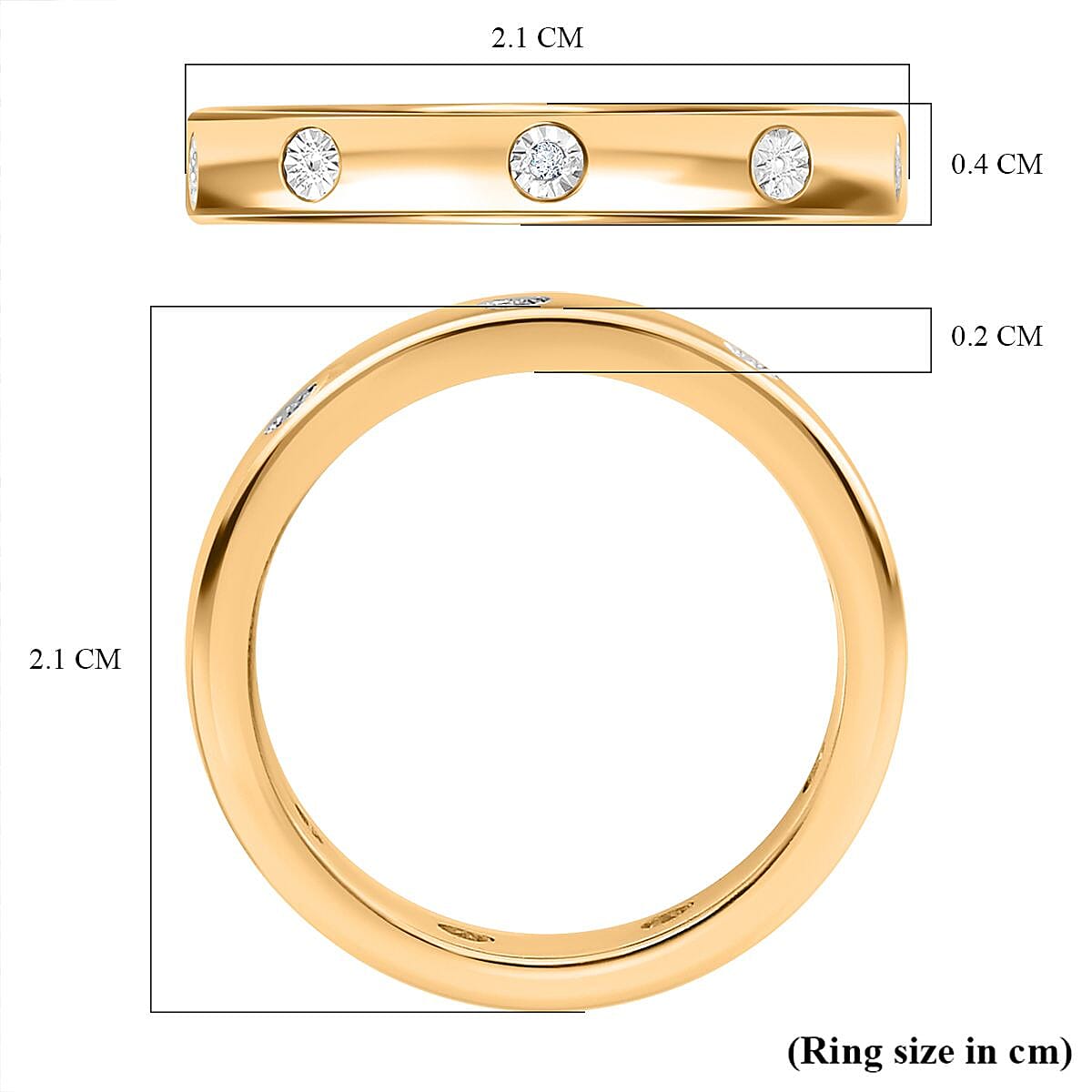 White Diamond Full Eternity Band Ring in Yellow Gold Tone