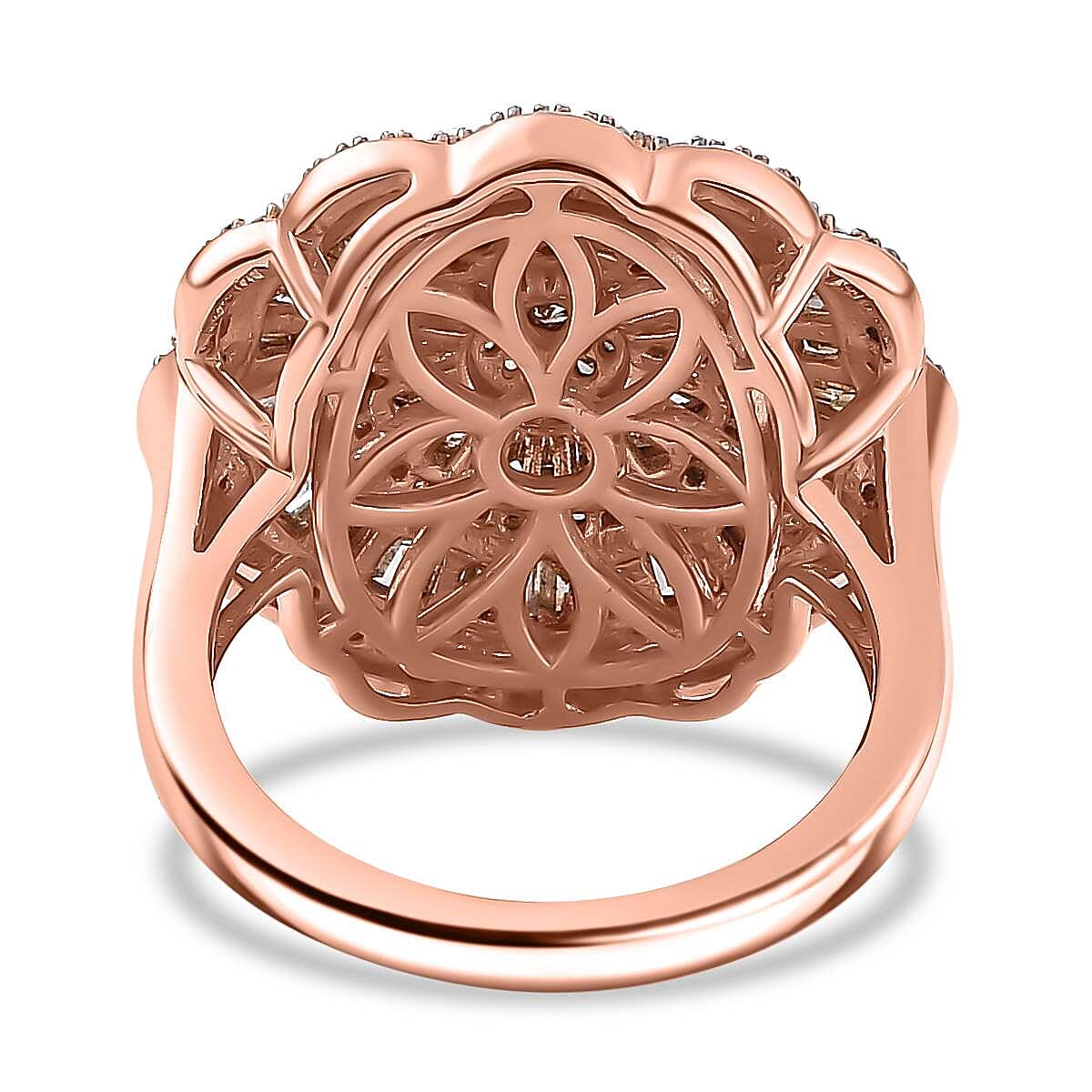 Champagne Diamond & White Diamond Ring in Vermeil RG Sterling Silver,  Silver Wt. 5.6 Gms 1.502  Ct.