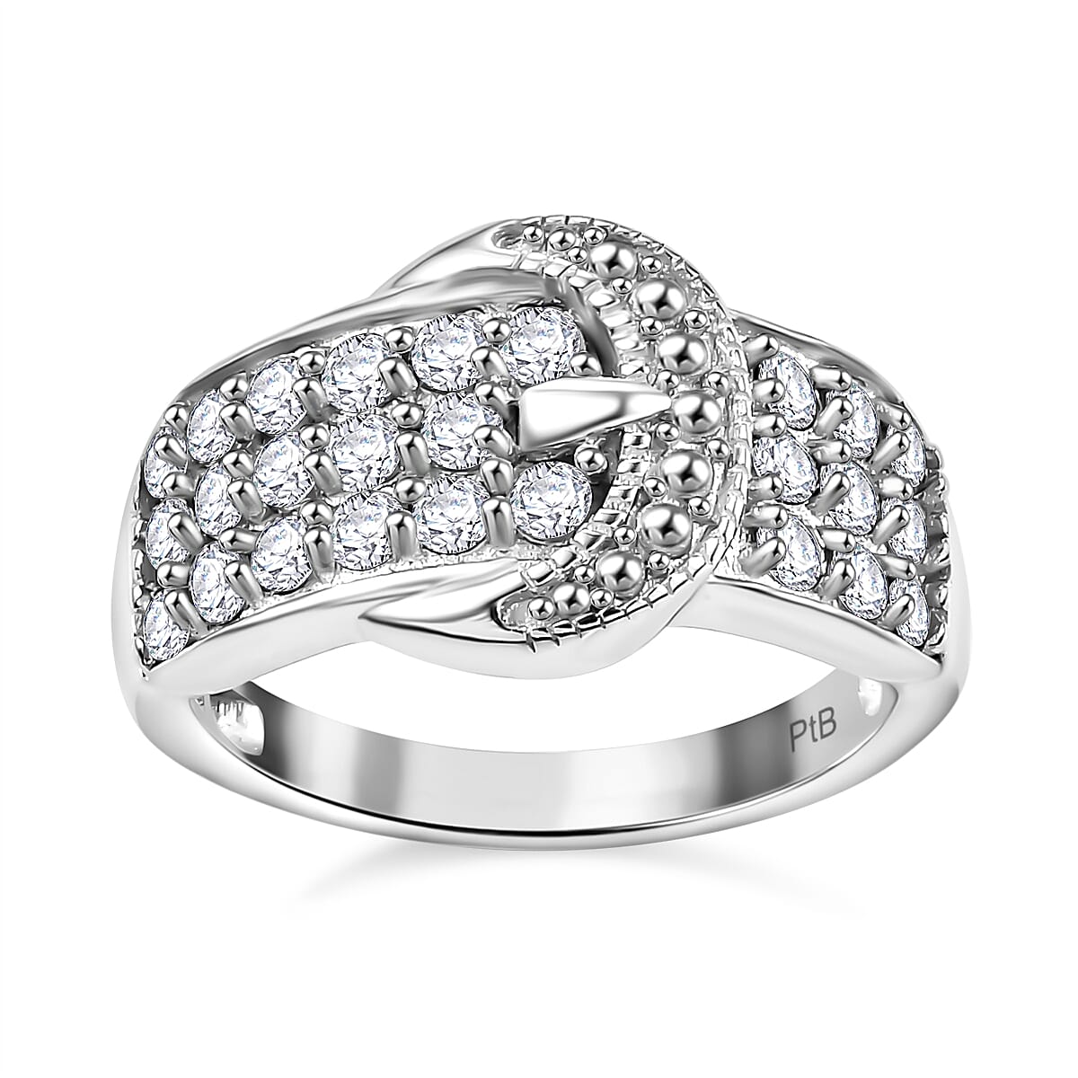 Designer Inspired - Natural Champagne Zircon Buckle Design Ring