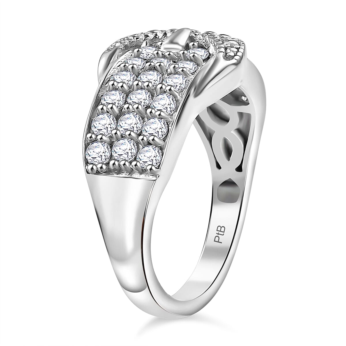 Designer Inspired - Natural Champagne Zircon Buckle Design Ring