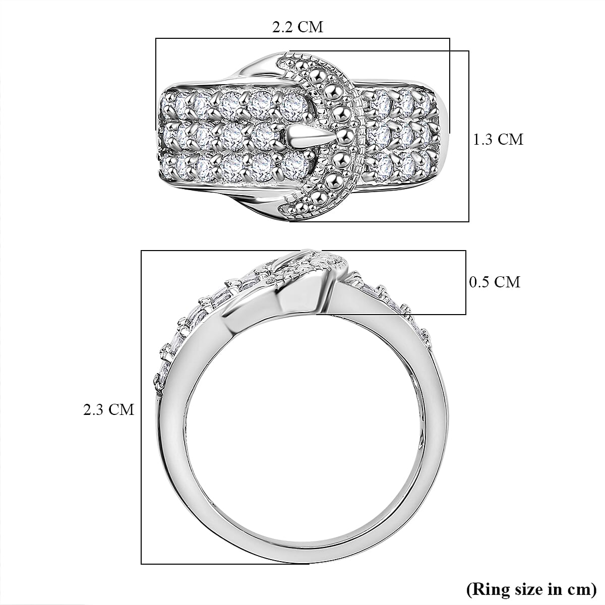 Designer Inspired - Natural Champagne Zircon Buckle Design Ring