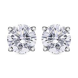 LUXURIANT 1 Ct. Lab Grown Diamond Solitaire Stud Earrings in 9K White Gold, SGL Certified