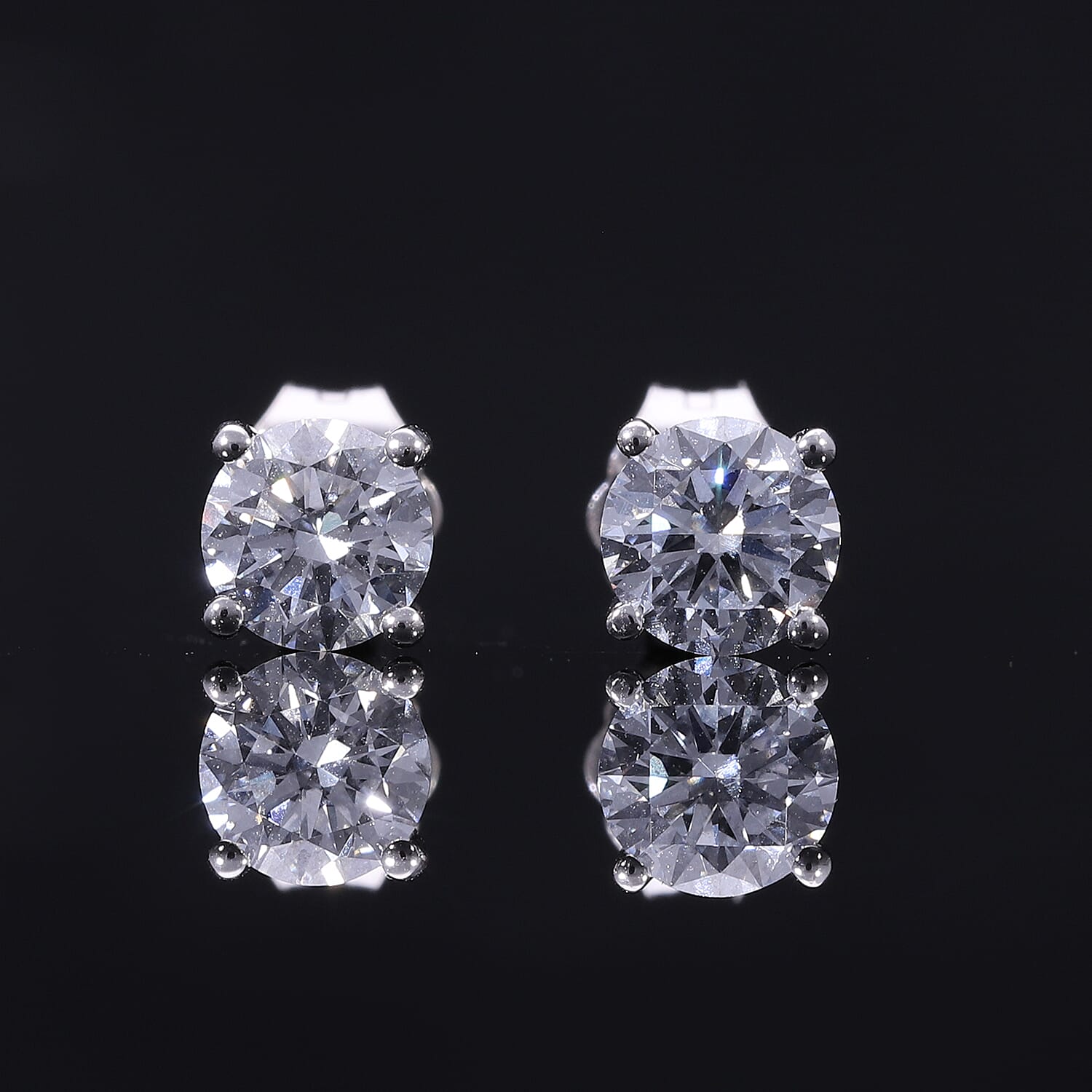 Luxuriant Diamond -SGL Certified 9K White Gold 1ct Lab Grown Diamond (VS-GH) Earrings (Push Back)