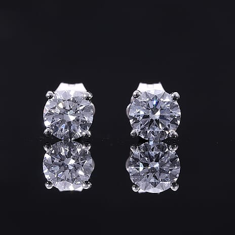 Luxuriant 9K White Gold SGL Certified (VS-GH) Lab Grown Diamond Push Back Earrings 1.00 Ct.