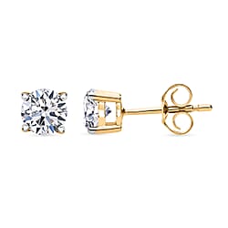 LUXURIANT 1 Ct. Lab Grown Diamond Solitaire Stud Earrings in 9K White Gold, SGL Certified