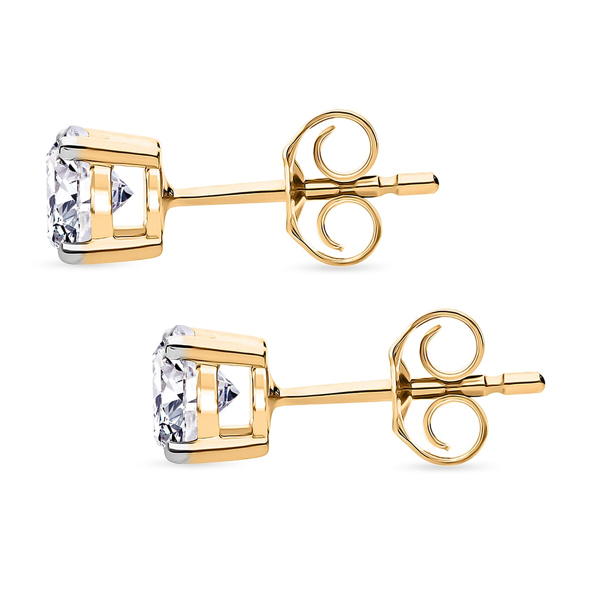 Luxuriant - 9K Yellow Gold SGL Certified (VS-GH) Lab Grown Diamond Push Back Earrings 1.03 Ct.