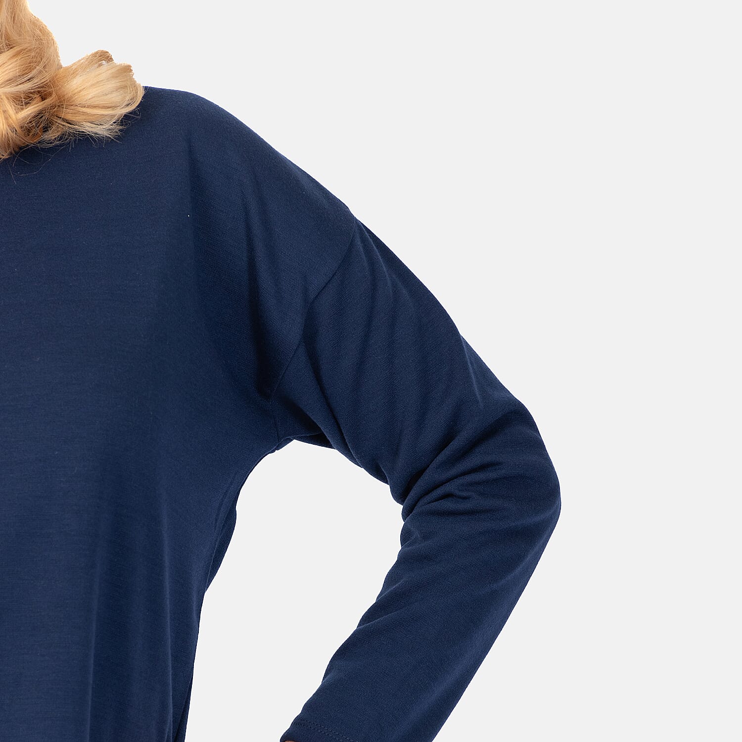 Womens Plain Knitted Sweat Top (Size 12) - Navy