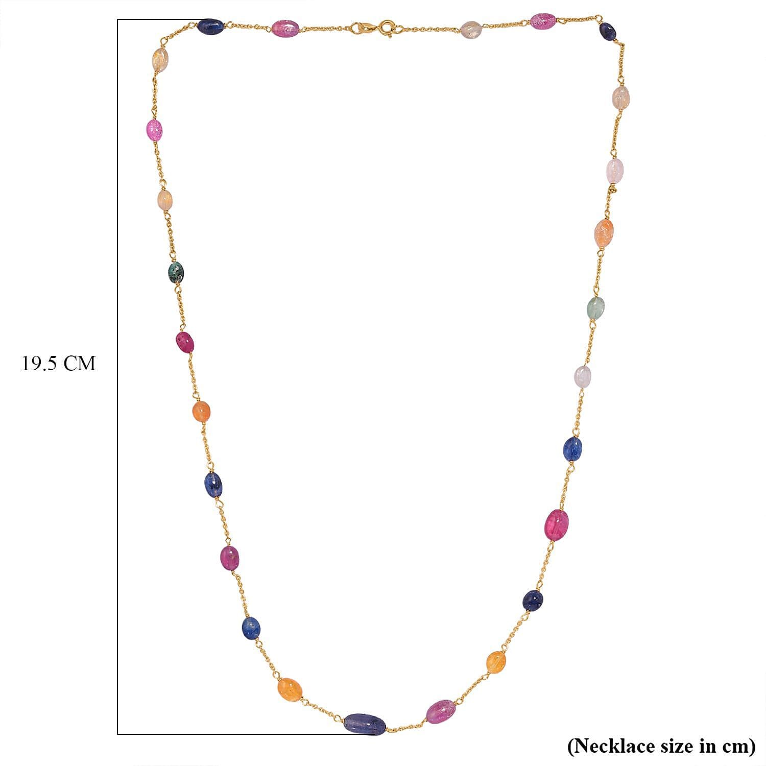 Multi Sapphire Station Necklace in Gold Overlay Sterling Silver (Size - 20)  45.00 Ct.