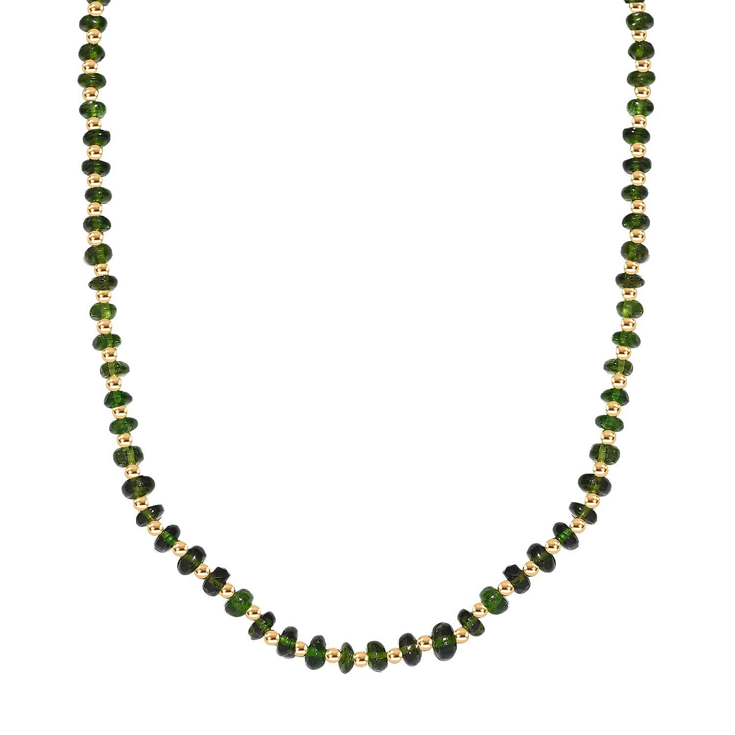 Natural Chrome Diopside  Necklace (Size - 18)  Sterling Silver 60.00 ct