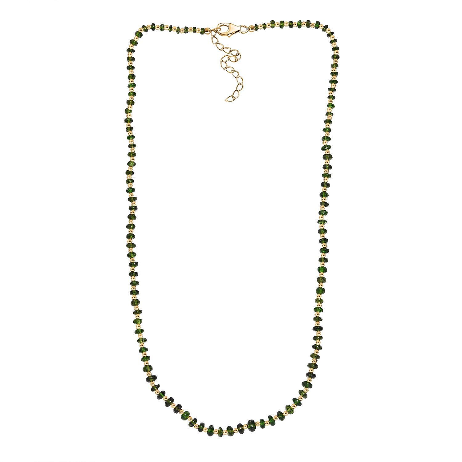 Natural Chrome Diopside  Necklace (Size - 18)  Sterling Silver 60.00 ct