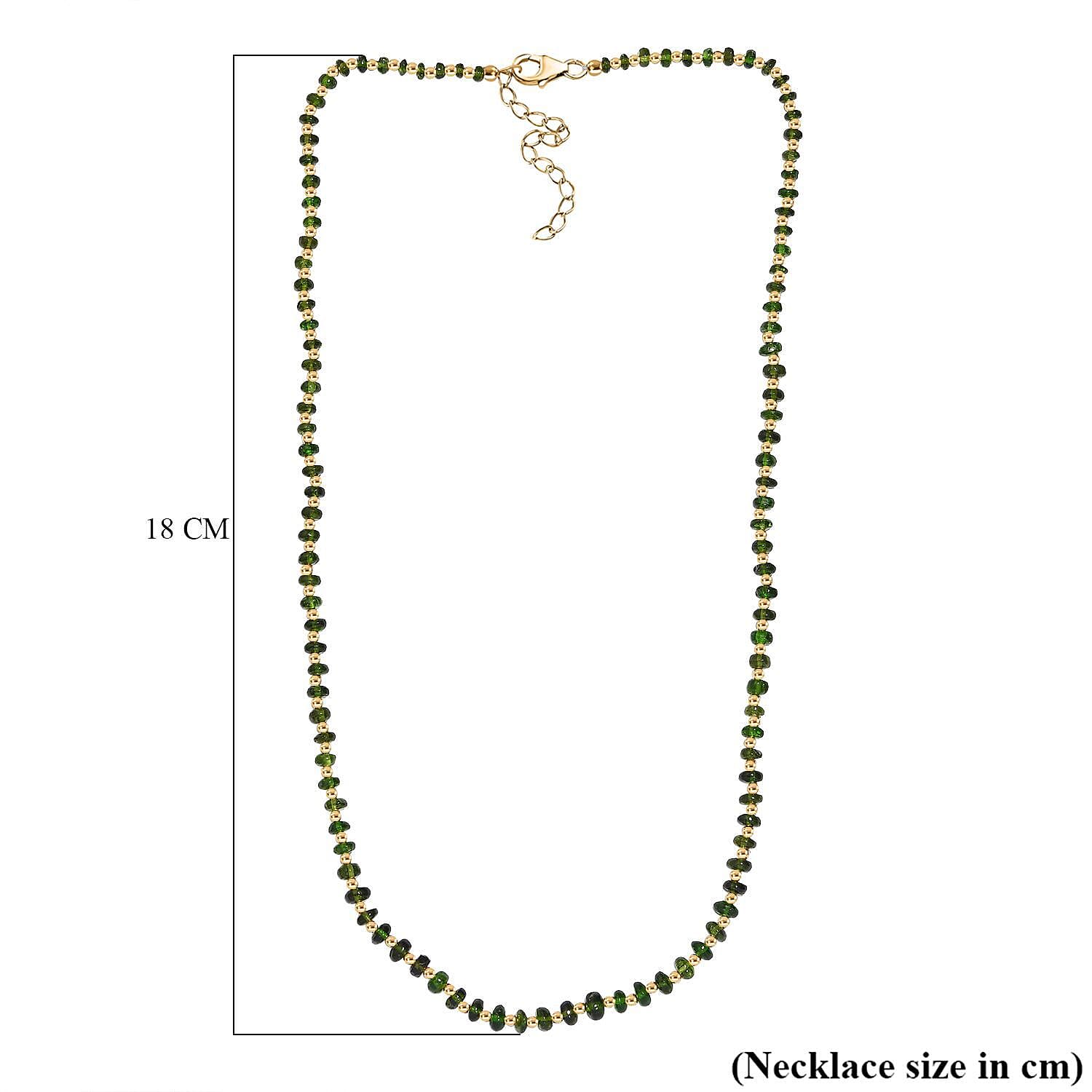 Natural Chrome Diopside  Necklace (Size - 18)  Sterling Silver 60.00 ct