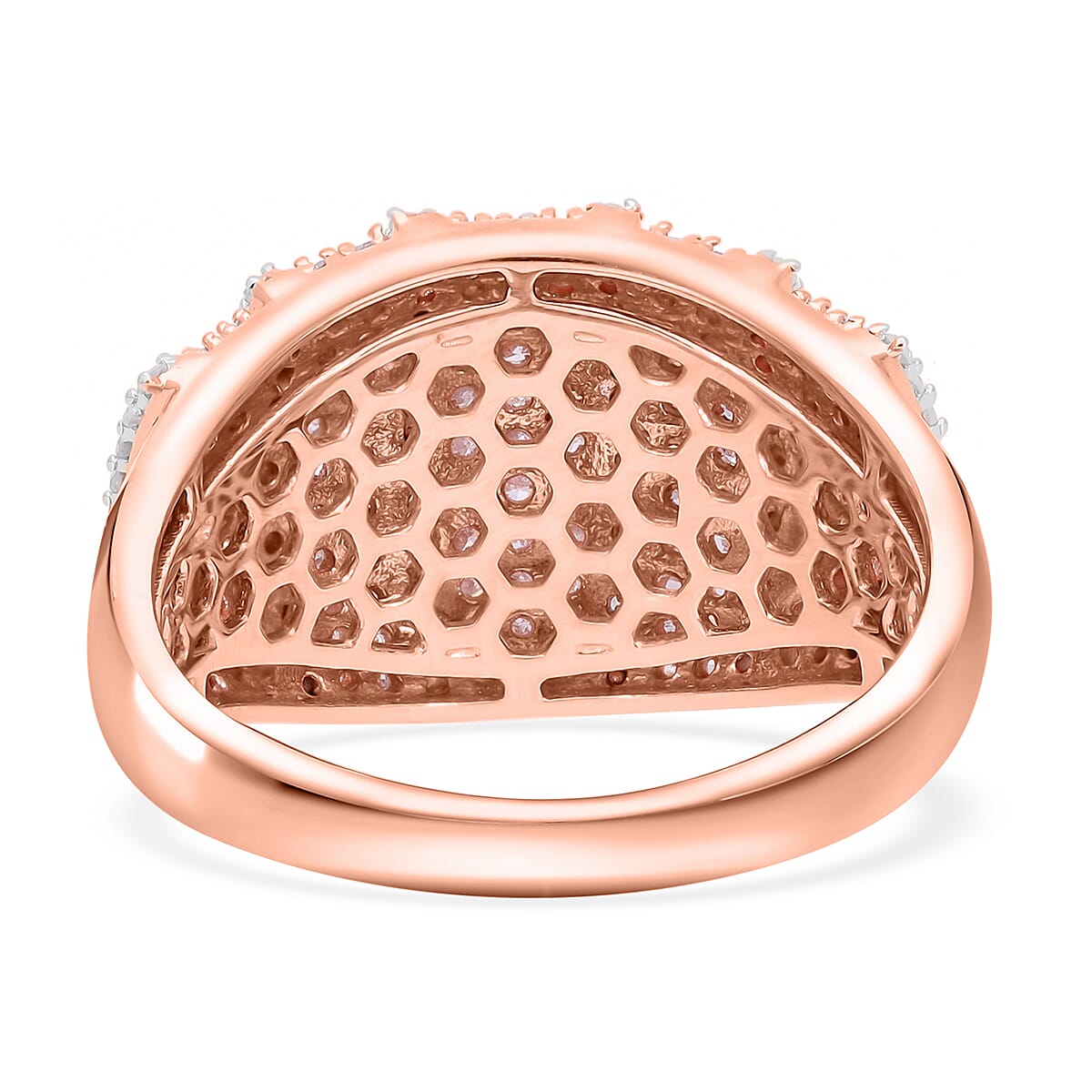Steve Milnes Find - 9K Rose Gold SGL Certified Pink & White Diamond DOME Ring 1.00 Ct, Gold Wt. 4.70 Gms.