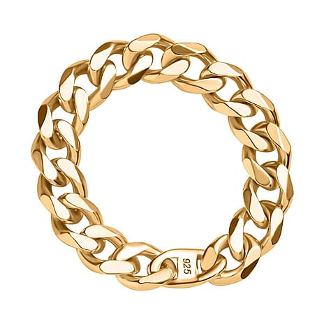 Designer Inspired - 18K Yellow Gold Overlay Sterling Silver Curb Ring