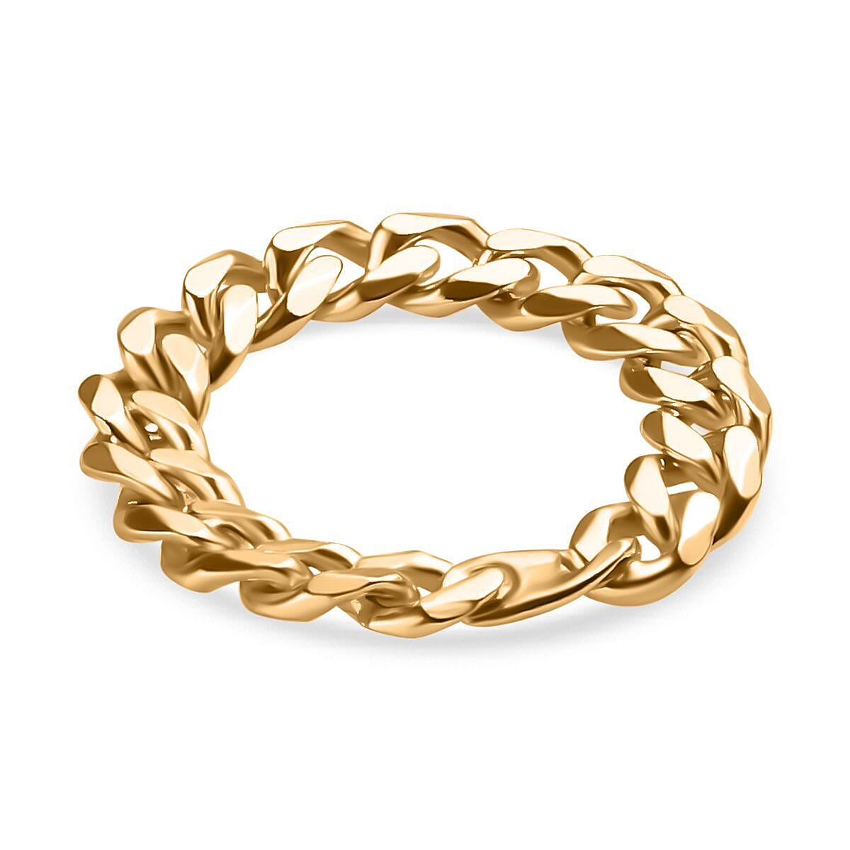 Designer Inspired - 18K Yellow Gold Overlay Sterling Silver Curb Ring