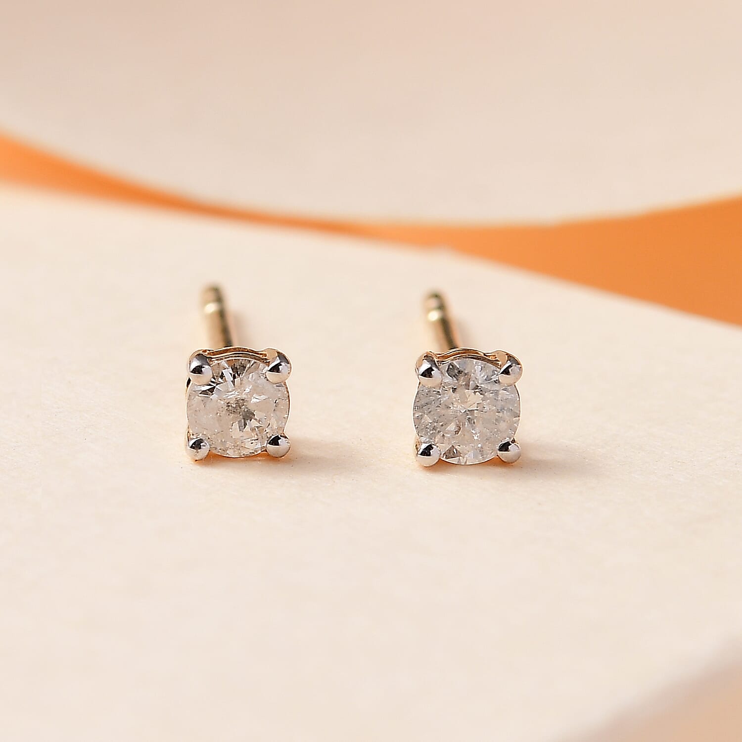 9K Yellow Gold Natural White Diamond Earring 0.25 Cts