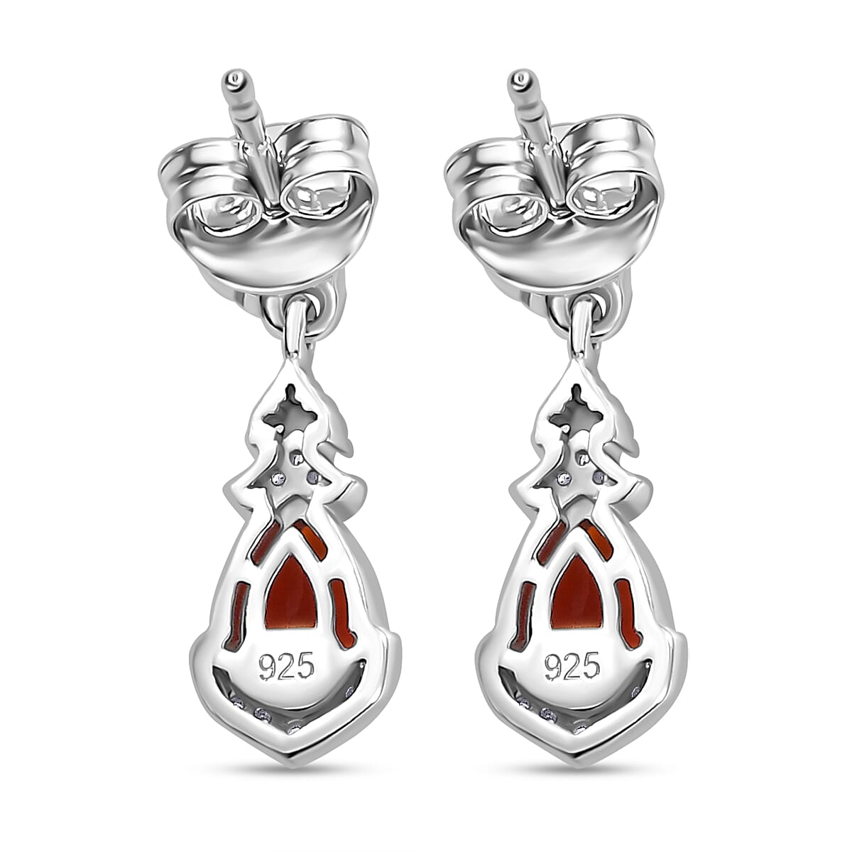 Salamanca Fire Opal, Natural Chrome Diopside & White Zircon Solitaire Stud Push Post Earring in Rhodium Overlay Sterling Silver 1.40 Ct. Salamanca Fire Opal, Natural Chrome Diopside & White Zircon Solitaire Stud Push Post Earring in Rhodium Overlay Sterling Silver 1.40 Ct.