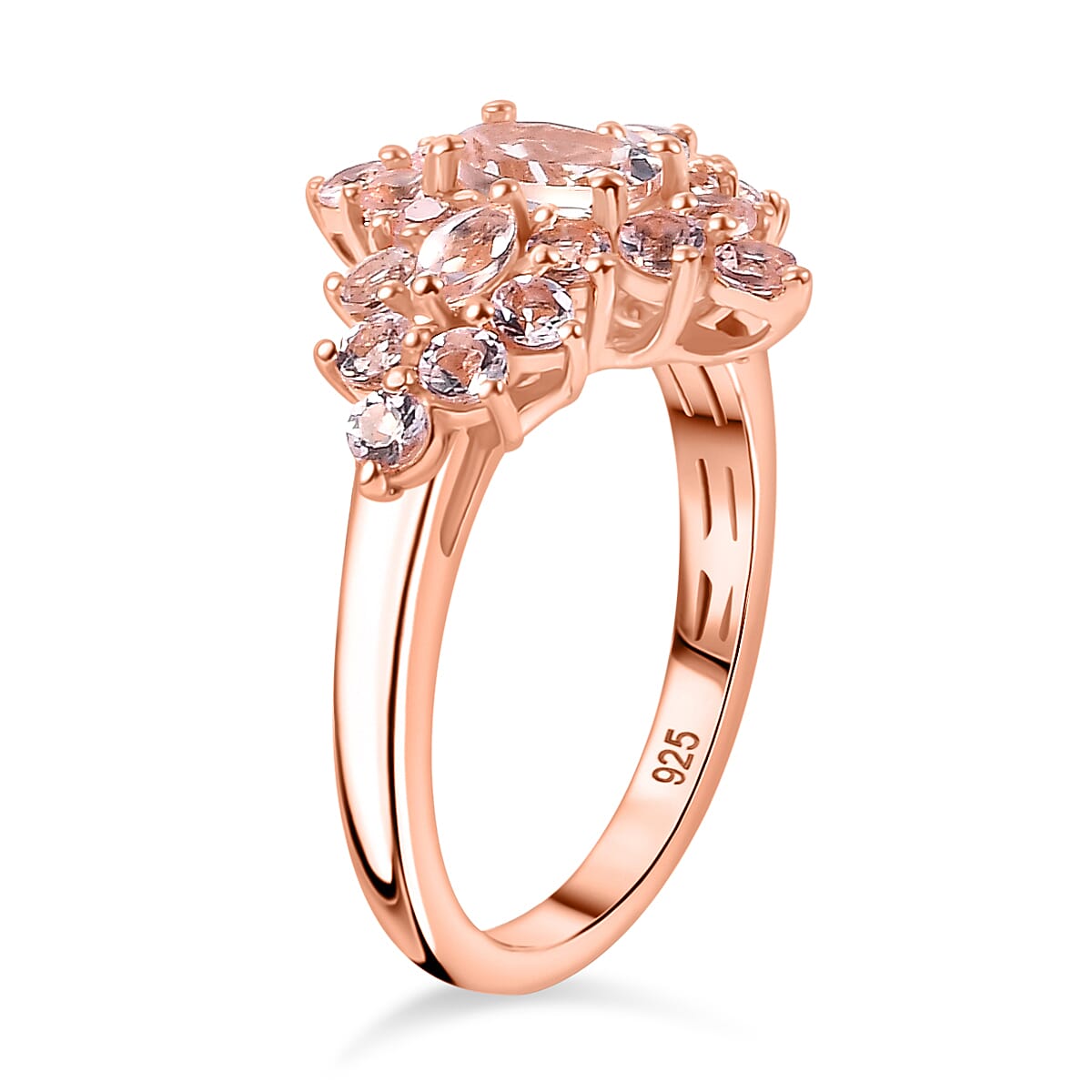 Marropino Morganite Ballerina Ring in 18K Rose Gold Vermeil Sterling Silver 1.61 ct