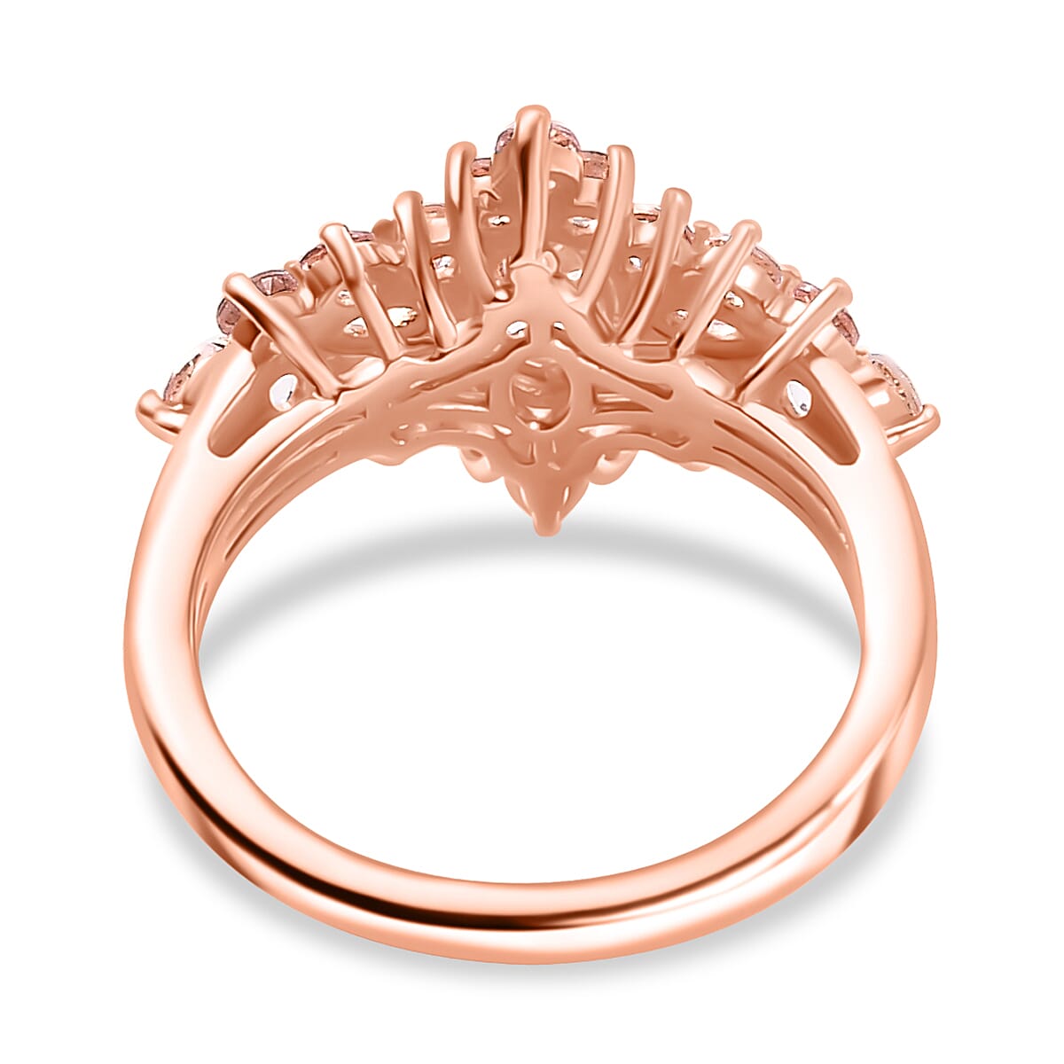 Marropino Morganite Ballerina Ring in 18K Rose Gold Vermeil Sterling Silver 1.61 ct