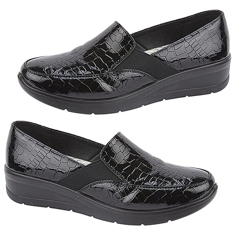 Ladies Shoe (Size 3) - Black Croc