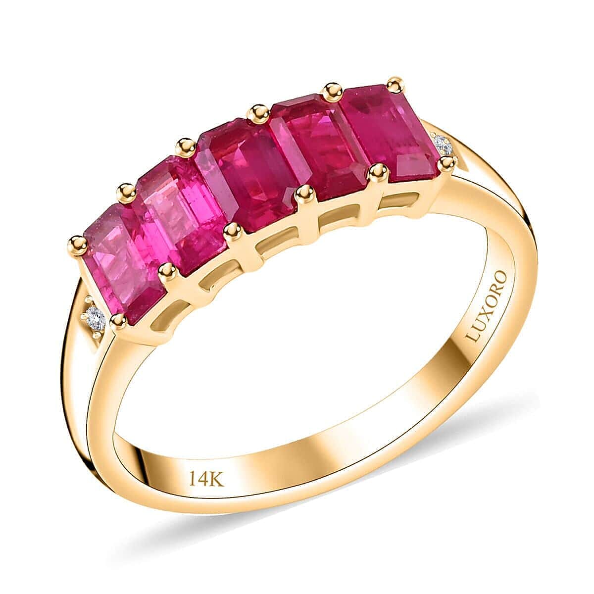 14K Yellow Gold  AAA   Mozambique Ruby ,  White Diamond  I2 Ring 1.50 ct,  Gold Wt. 3.48 Gms  1.500  Ct.