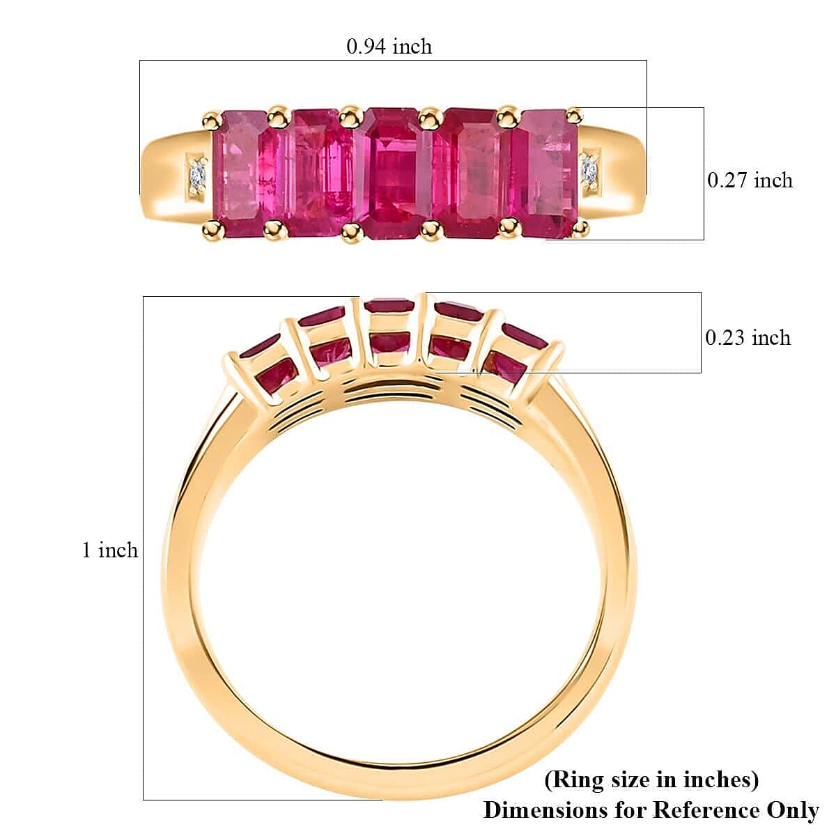 14K Yellow Gold   Ruby ,  White Diamond  Ring 1.50 pc,  Gold Wt. 3.48 Gms  1.500  Ct.