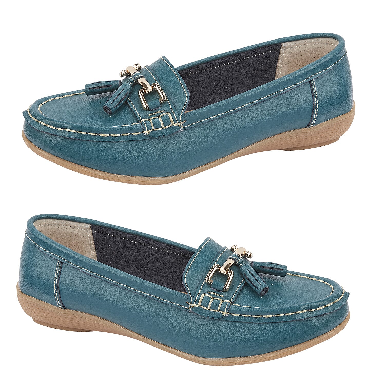 JO & JOE Ladies CLASSIC Leather Loafer with Tassel (Size 4) - Jasper Green