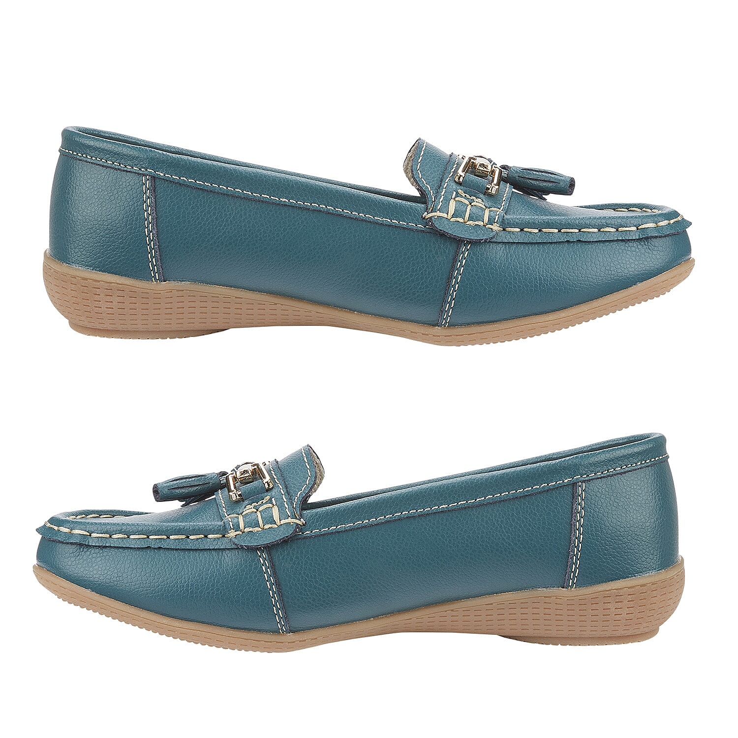 JO & JOE Ladies CLASSIC Leather Loafer with Tassel (Size 4) - Jasper Green