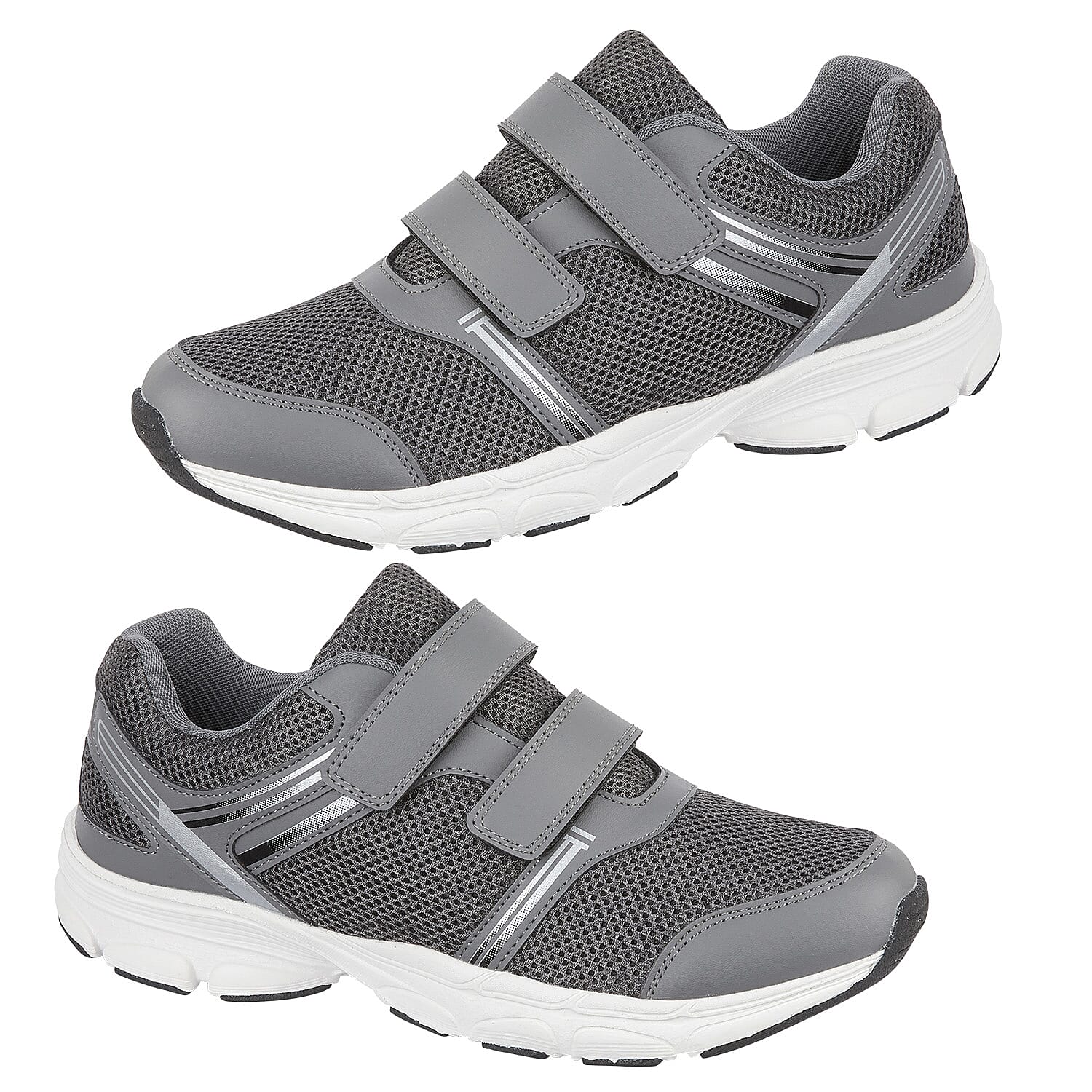 Mens Mathis Lightweight Wide Fit Two Strap Trainers (Size 9) - Grey