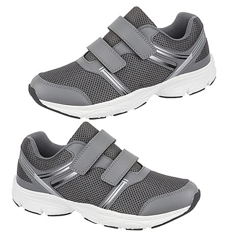 Mens Mathis Lightweight Wide Fit Two Strap Trainers (Size 10) - Grey
