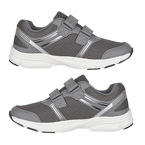 Mens Mathis Lightweight Wide Fit Two Strap Trainers (Size 10) - Grey
