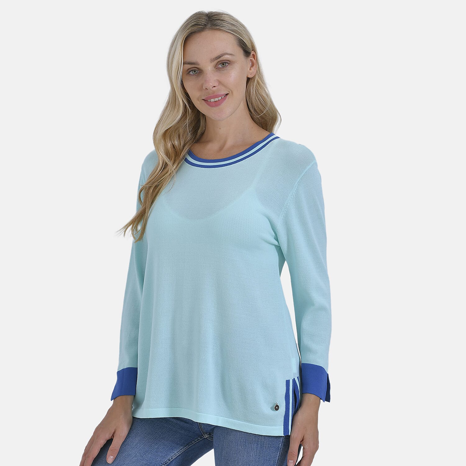 La Marey Round Neck Quarter Sleeve Jersey Jumper